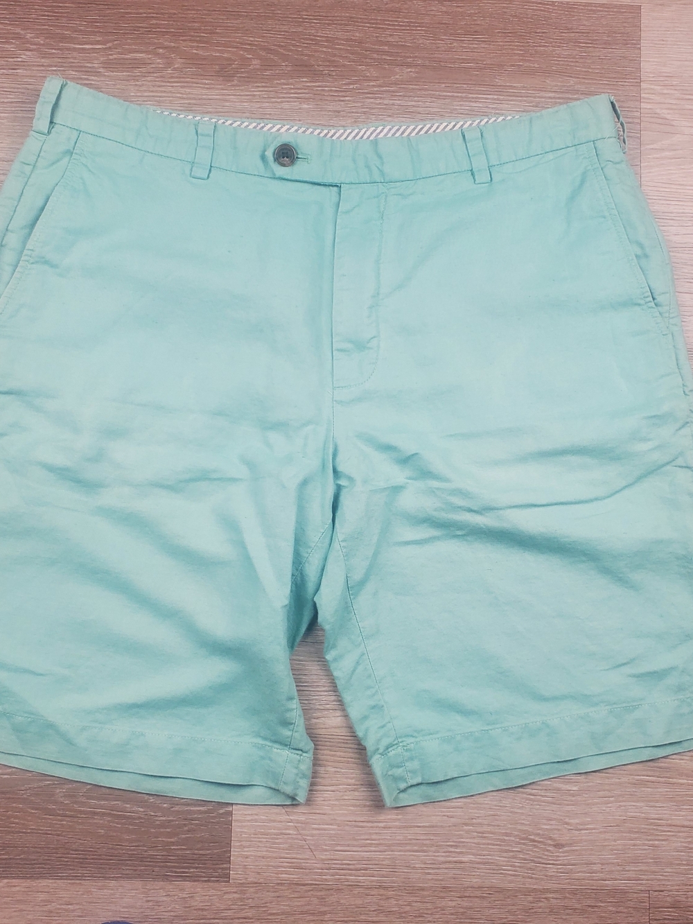 Brooks Brothers Baird McNutt Irish Linen Shorts Mens 38 Sage Green 10" Inseam